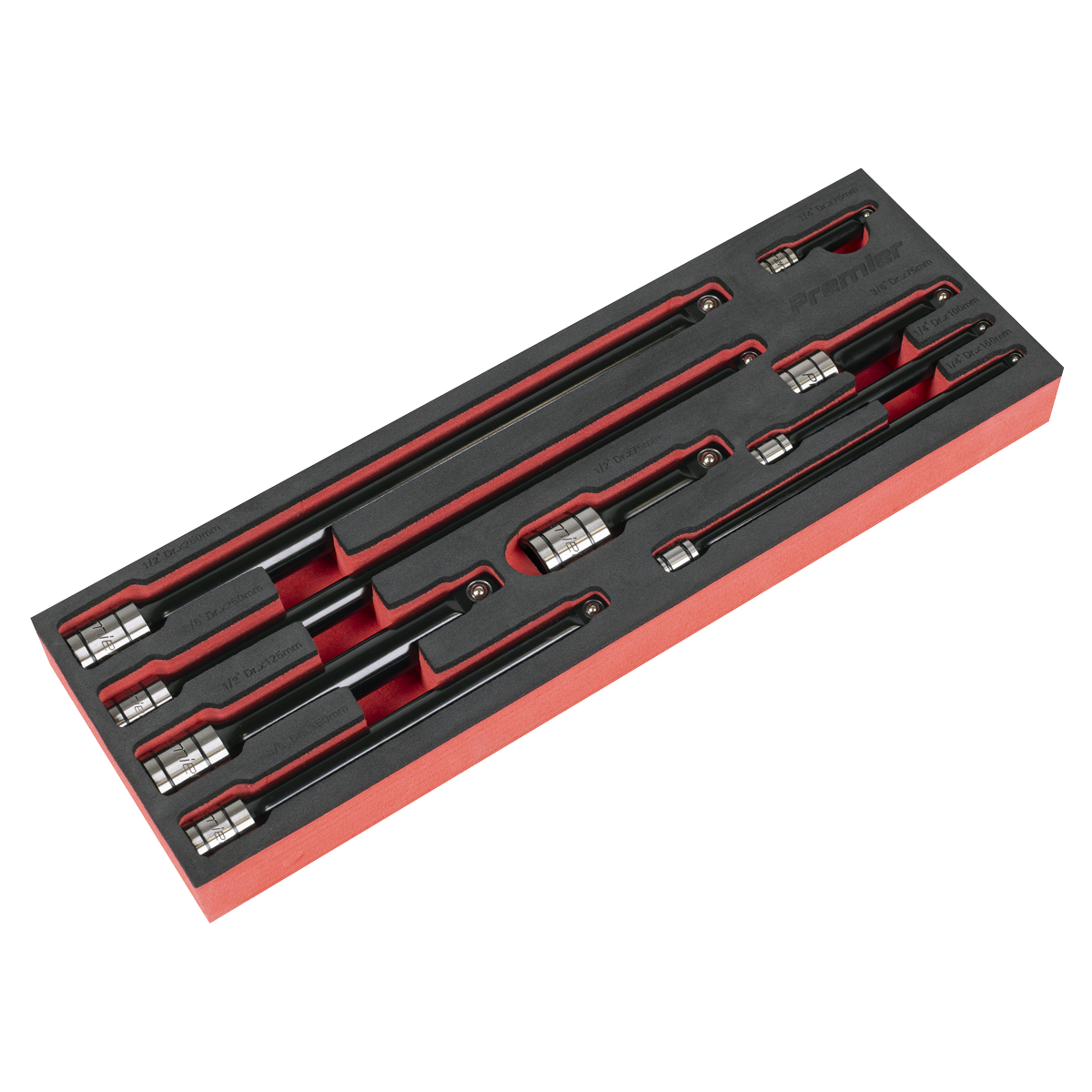 Premier Black AK7693 Premier Black Wobble/Rigid Extension Bar Set 1/4", 3/8" & 1/2"Sq Drive 9pc - Premier Black
