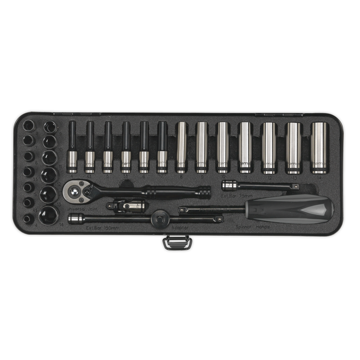 Premier Black AK7970 Premier Black Socket Set 1/4"Sq Drive 32pc