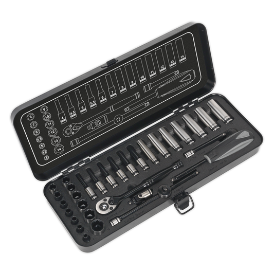 Premier Black AK7970 Premier Black Socket Set 1/4"Sq Drive 32pc