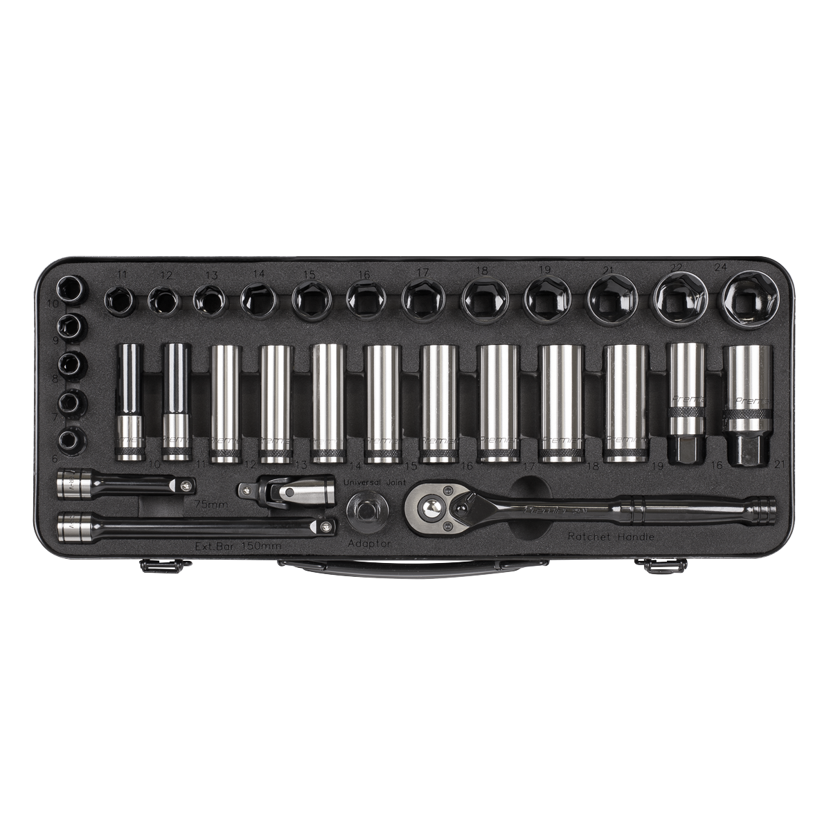 Premier Black AK7971 Premier Black Socket Set 3/8"Sq Drive 34pc