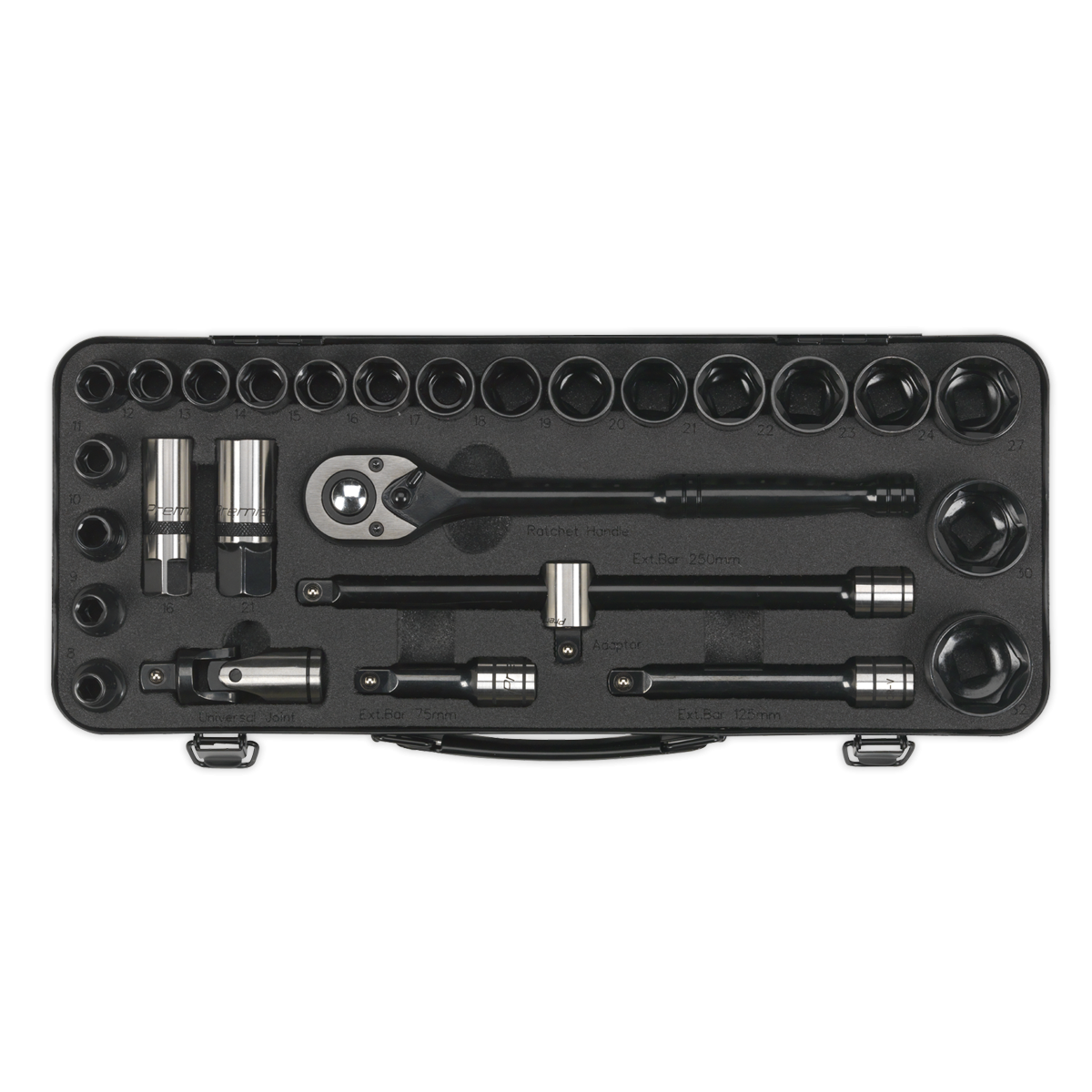 Premier Black AK7972 Premier Black Socket Set 1/2"Sq Drive 28pc