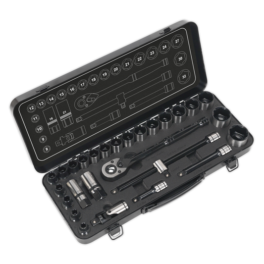 Premier Black AK7972 Premier Black Socket Set 1/2"Sq Drive 28pc