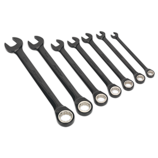 Premier Black AK7978 Premier Black Combination Ratchet Spanner Set 7pc