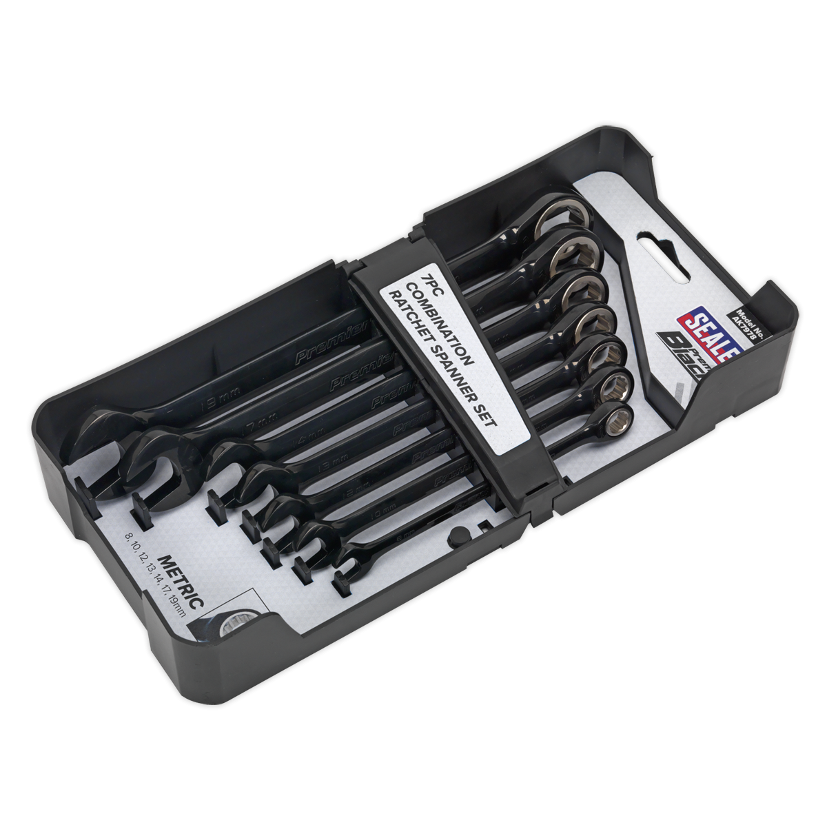 Premier Black AK7978 Premier Black Combination Ratchet Spanner Set 7pc