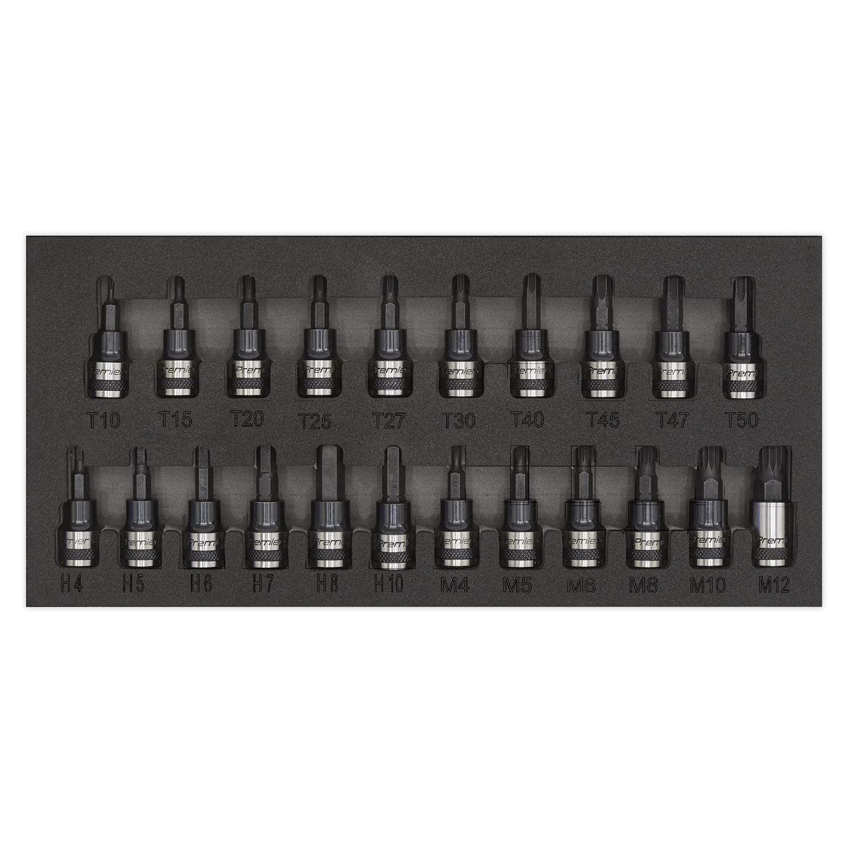 Premier Black AK7985 Premier Black TRX-Star*/Hex/Spline Socket Bit Set 3/8"Sq Drive 22pc