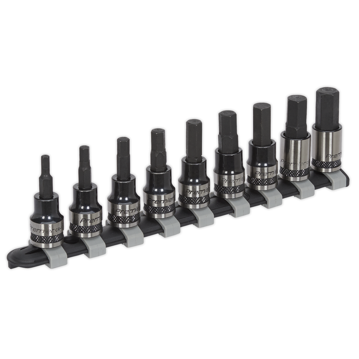 Premier Black AK7986 Premier Black Hex Key Socket Bit Set 3/8"Sq Drive 9pc