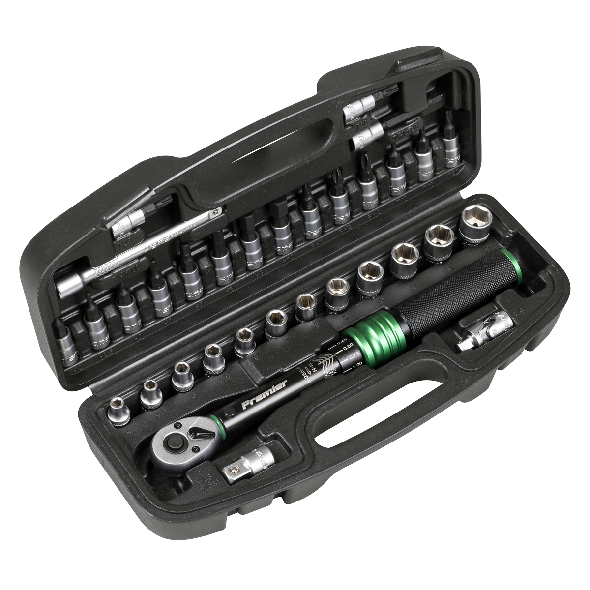 Premier Black STW910B Premier Black Torque Wrench Set 1/4"Sq Drive 5-25Nm 33pc