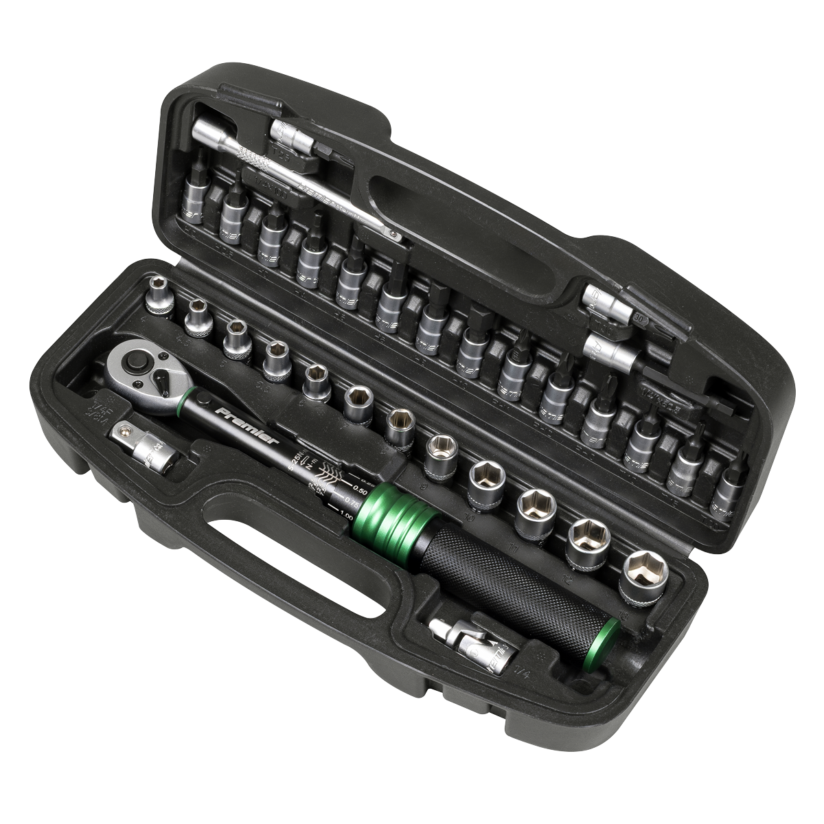 Premier Black STW910B Premier Black Torque Wrench Set 1/4"Sq Drive 5-25Nm 33pc