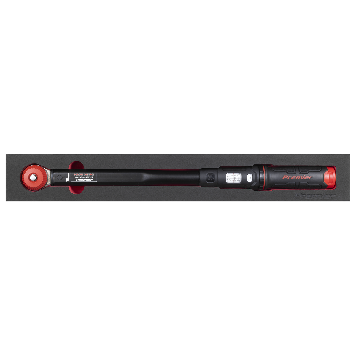 Premier Black STW924 Premier Black Calibrated Micrometer Torque Wrench with 1/2"Sq Push-Through Drive 40-200Nm