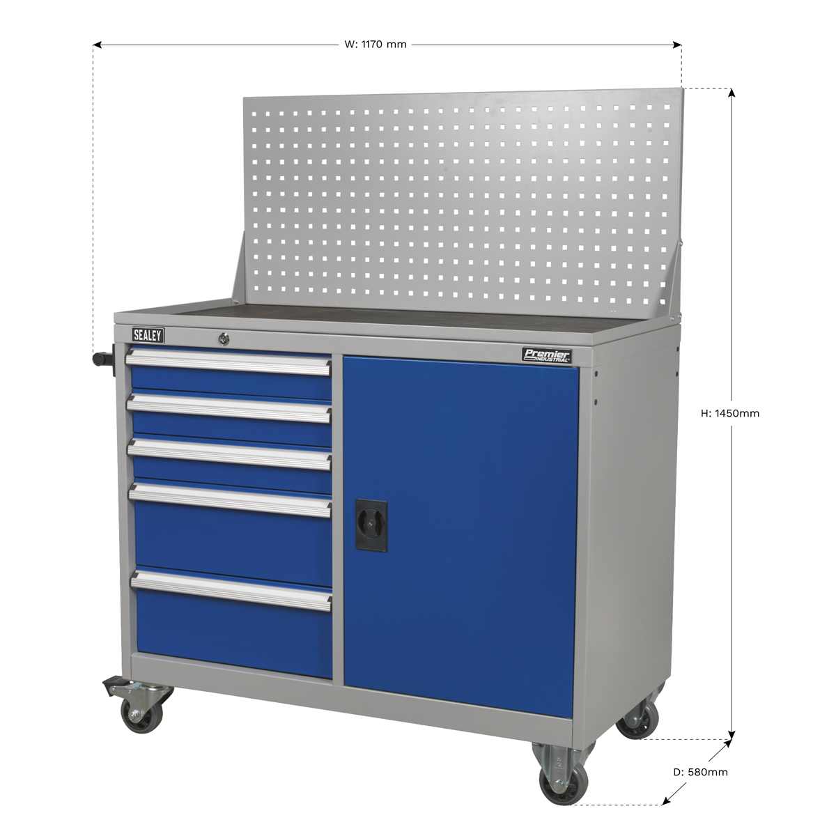 Premier Industrial API1103A Premier Industrial™ Mobile Workstation with 5 Drawers & 1 Shelf