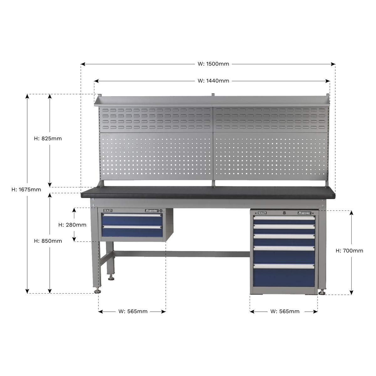 Premier Industrial API1500COMB02 Premier Industrial™ Complete Workstation & Cabinet Combo 1.5m