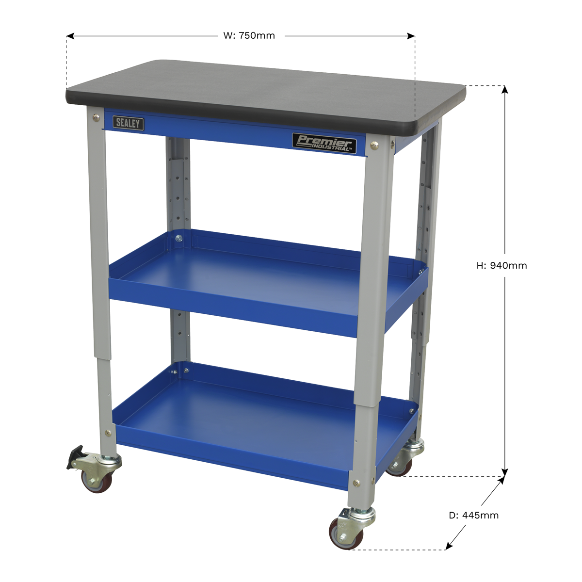 Premier Industrial API2103 Premier Industrial™ Workshop Trolley 3-Level