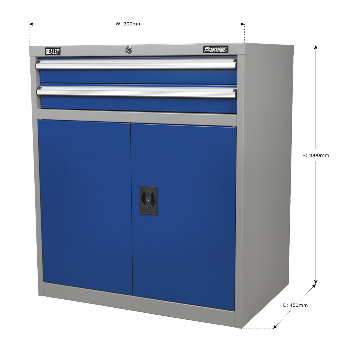 Premier Industrial API8810 Premier Industrial™ Industrial Cabinet with 2 Drawers & 1 Shelf