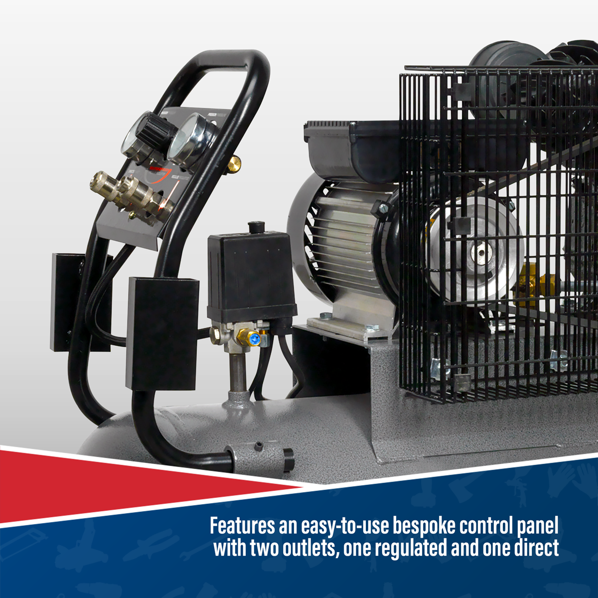 Premier Industrial SAC3103B Premier 100L Belt Drive Air Compressor with Front Control Panel 3hp