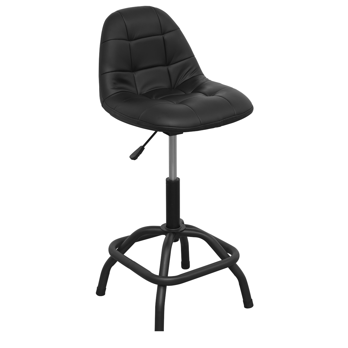 Premier Industrial SCR01B Premier Industrial Pneumatic Workshop Stool with Adjustable Height Swivel Seat & Back Rest