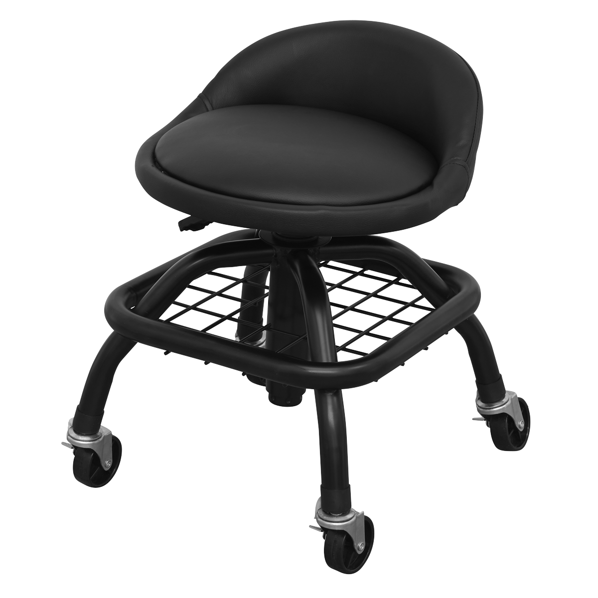 Premier Industrial SCR02B Premier Industrial Pneumatic Creeper Stool with Adjustable Height Swivel Seat & Back Rest