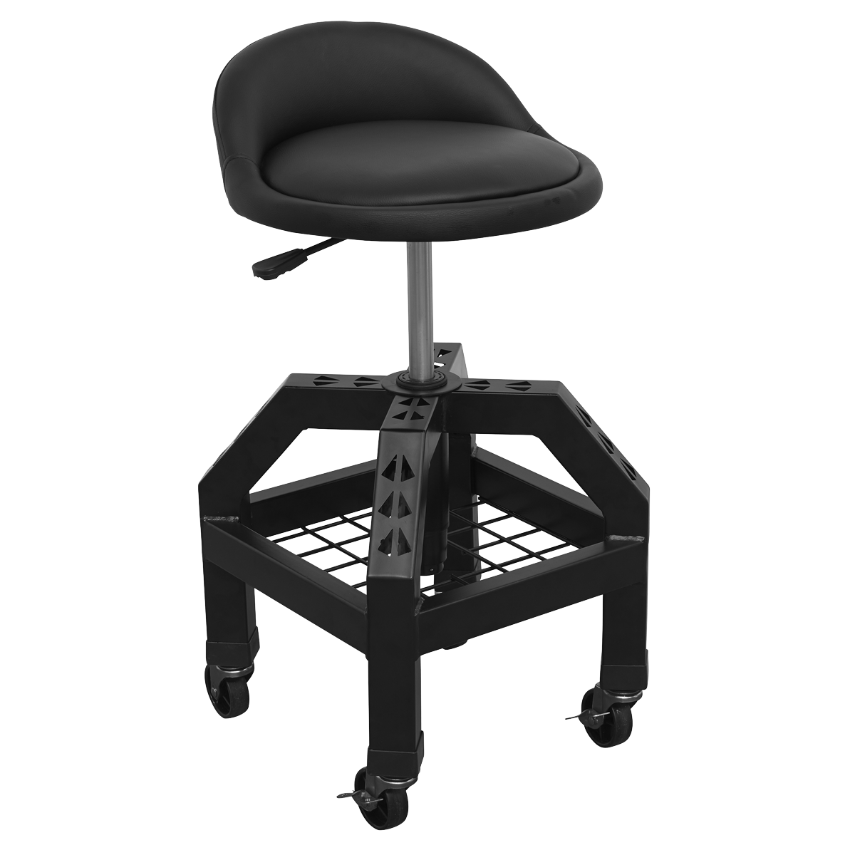 Premier Industrial SCR03B Premier Industrial Pneumatic Creeper Stool with Adjustable Height Swivel Seat & Back Rest