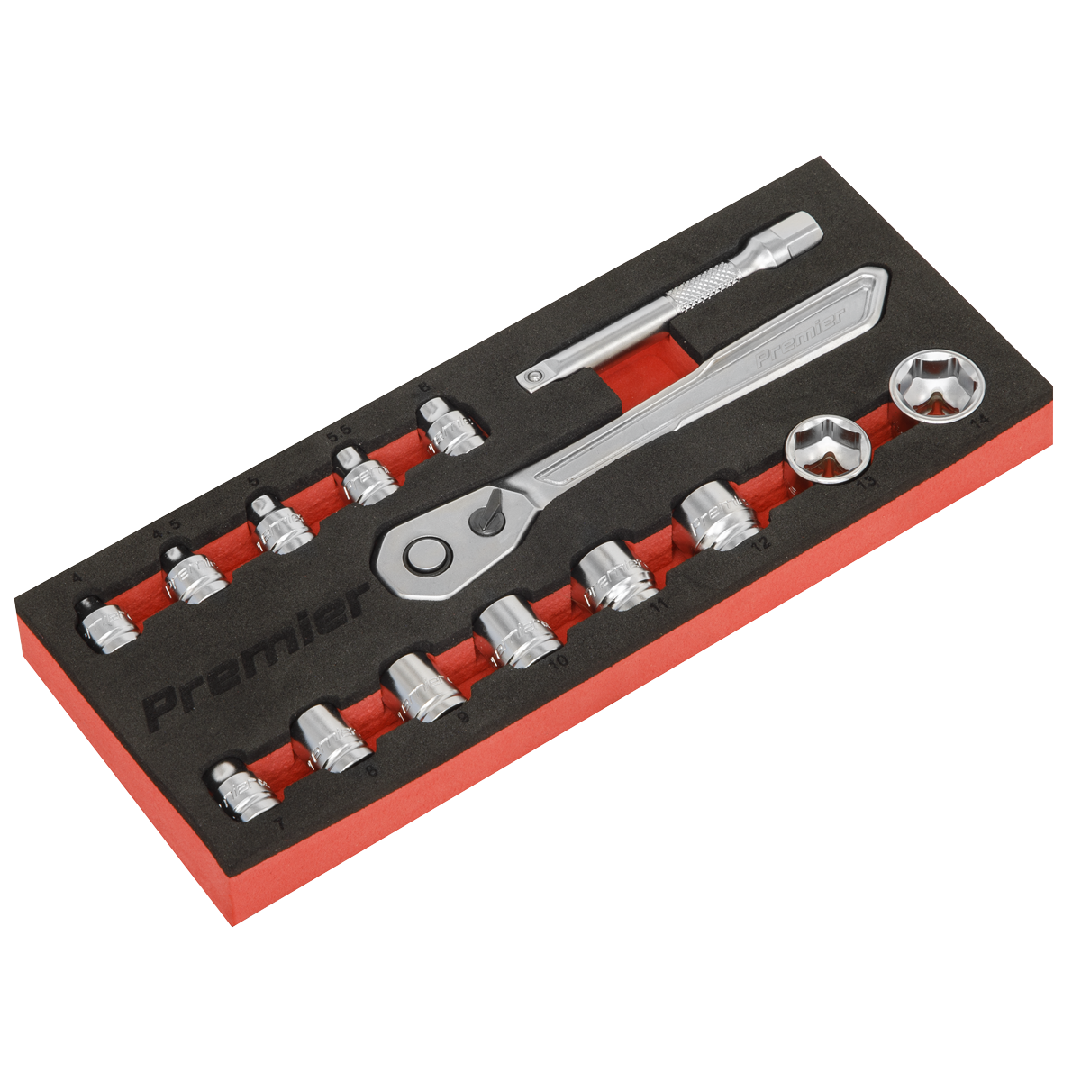 Premier Platinum AK5783 Premier Platinum Low Profile Socket Set 1/4"Sq Drive 15pc