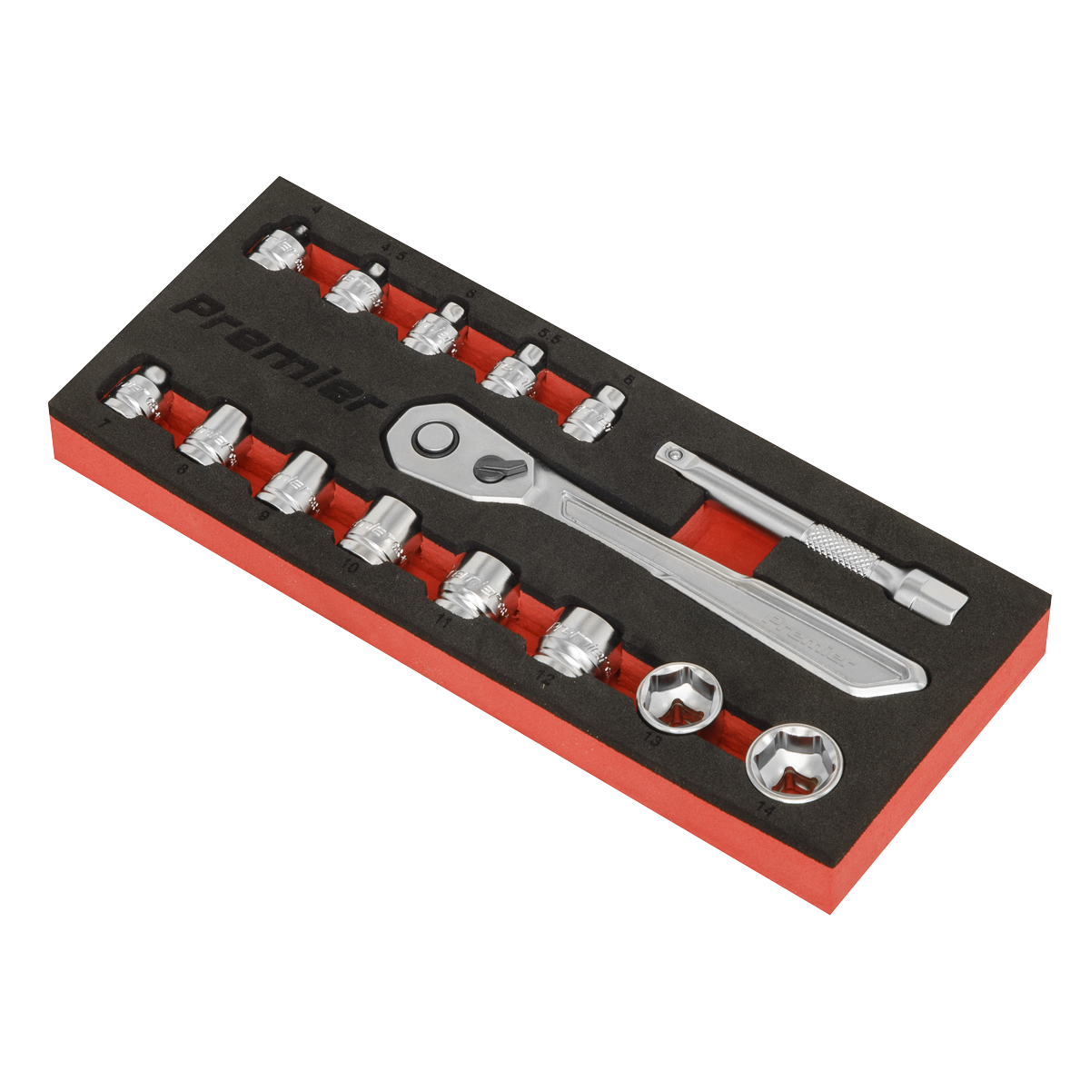 Premier Platinum AK5783 Premier Platinum Low Profile Socket Set 1/4"Sq Drive 15pc