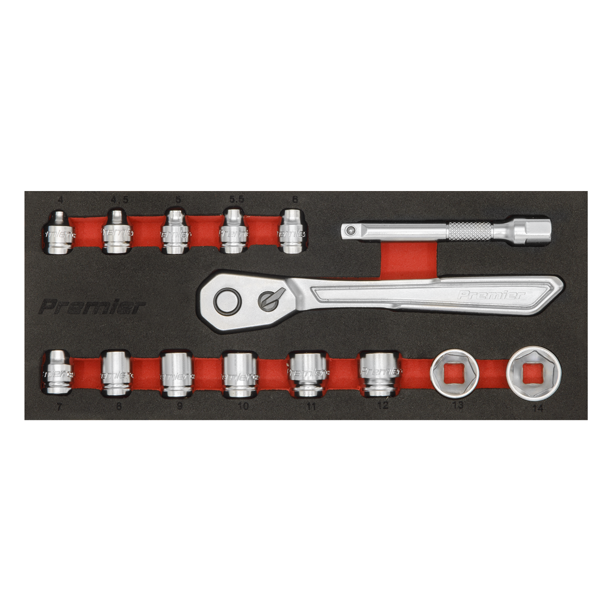 Premier Platinum AK5783 Premier Platinum Low Profile Socket Set 1/4"Sq Drive 15pc