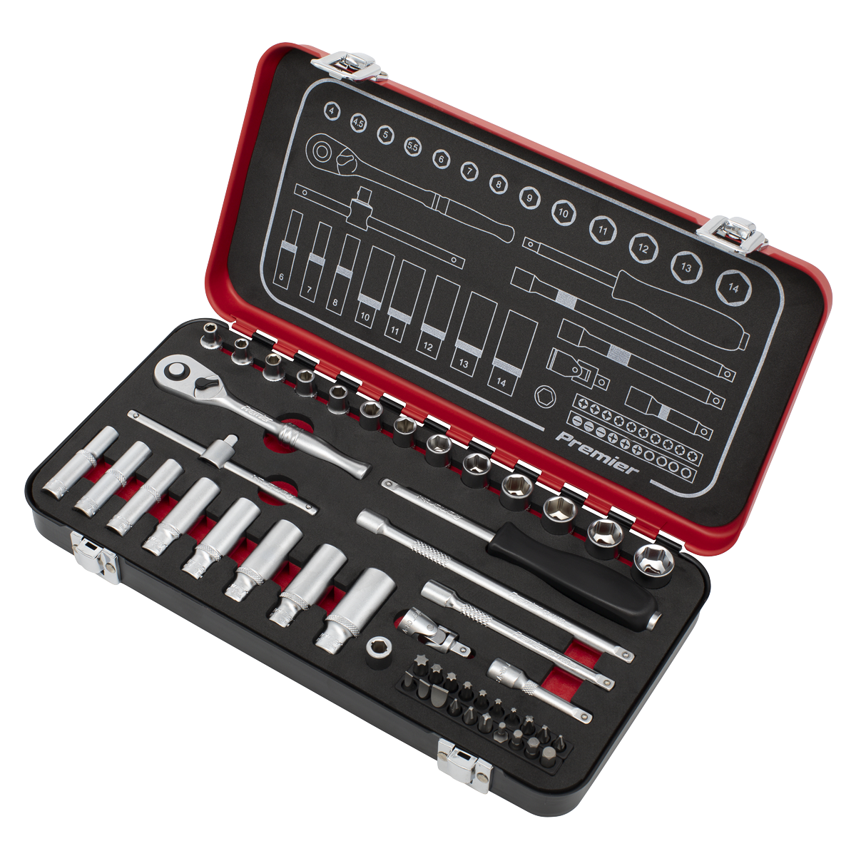 Premier Platinum AK7920 Premier Platinum Socket Set 1/4"Sq Drive 49pc