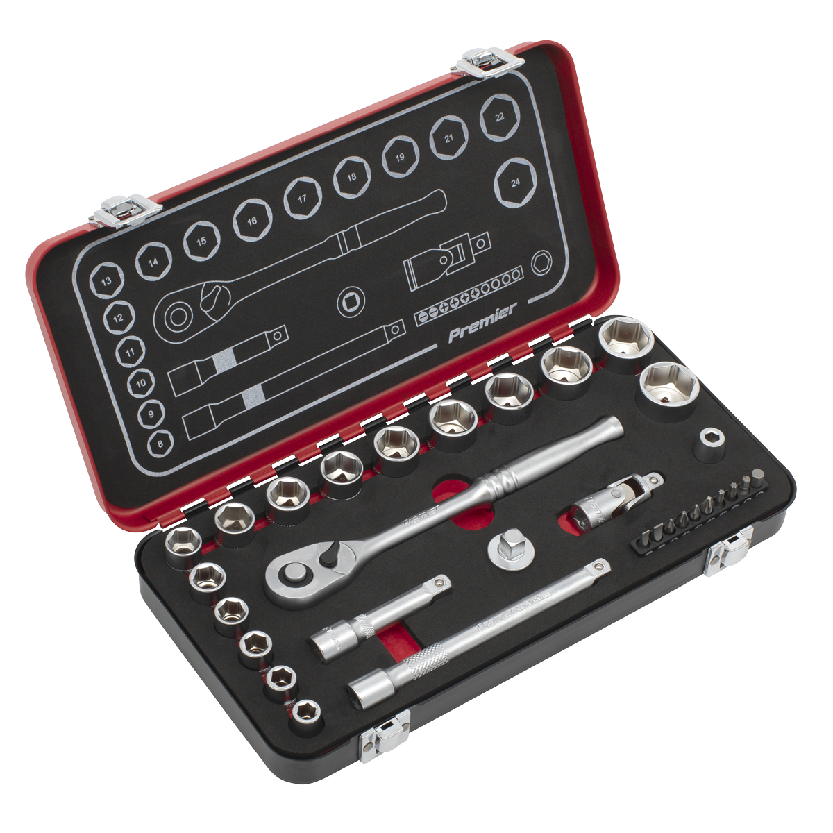 Premier Platinum AK7921 Premier Platinum Socket Set 3/8"Sq Drive 31pc