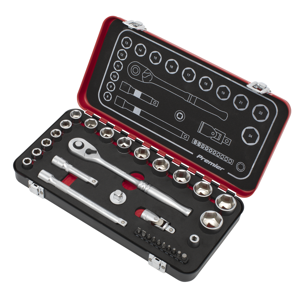 Premier Platinum AK7921 Premier Platinum Socket Set 3/8"Sq Drive 31pc