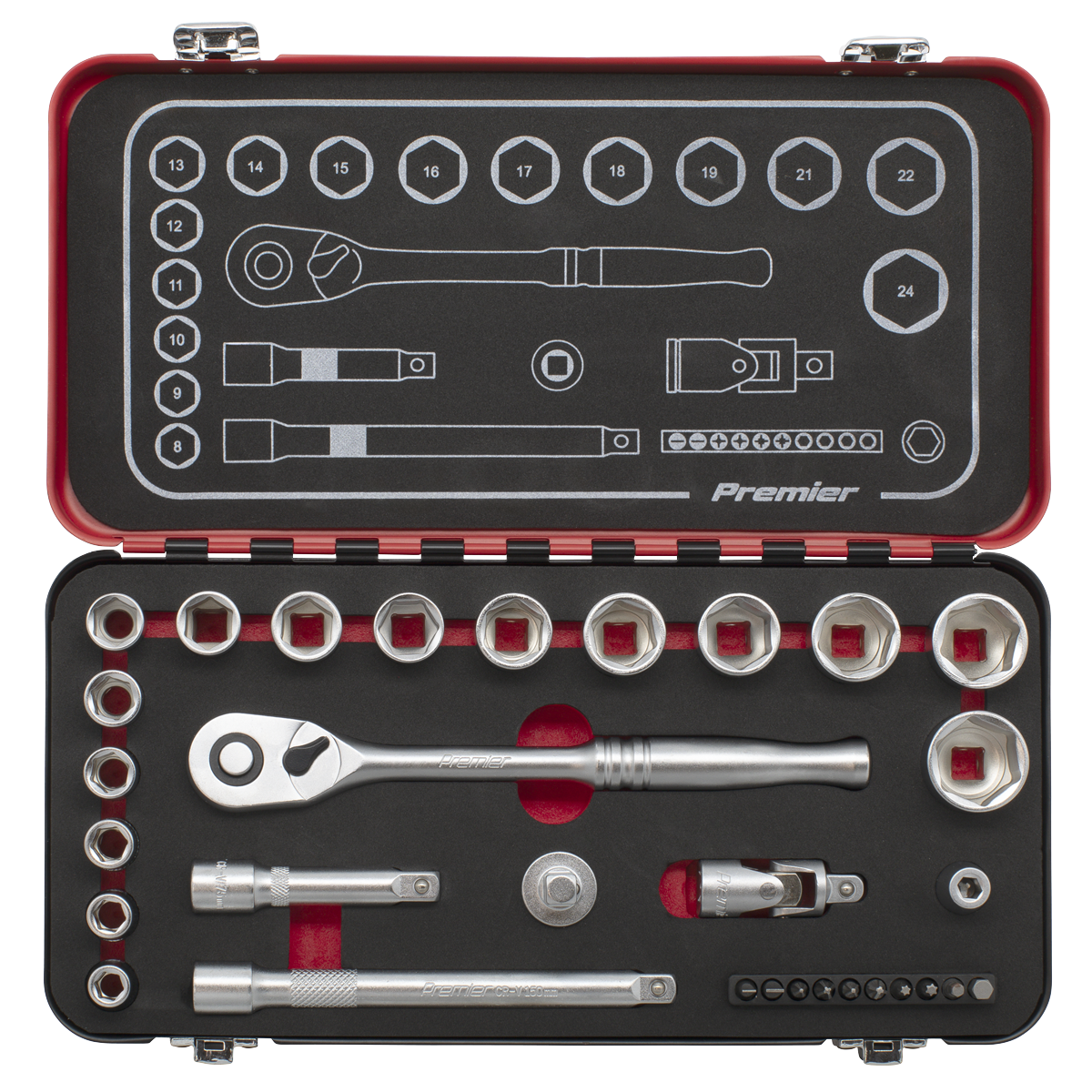 Premier Platinum AK7921 Premier Platinum Socket Set 3/8"Sq Drive 31pc