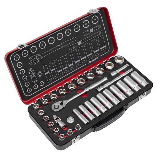 Premier Platinum AK7922 Premier Platinum Socket Set 3/8"Sq Drive 32pc