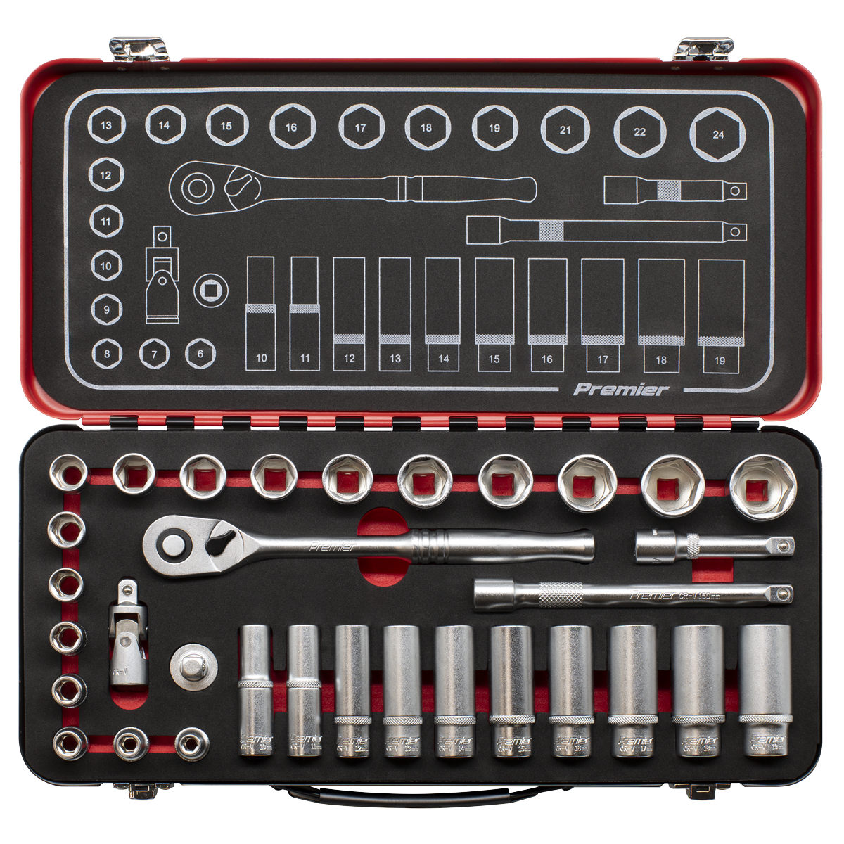 Premier Platinum AK7922 Premier Platinum Socket Set 3/8"Sq Drive 32pc
