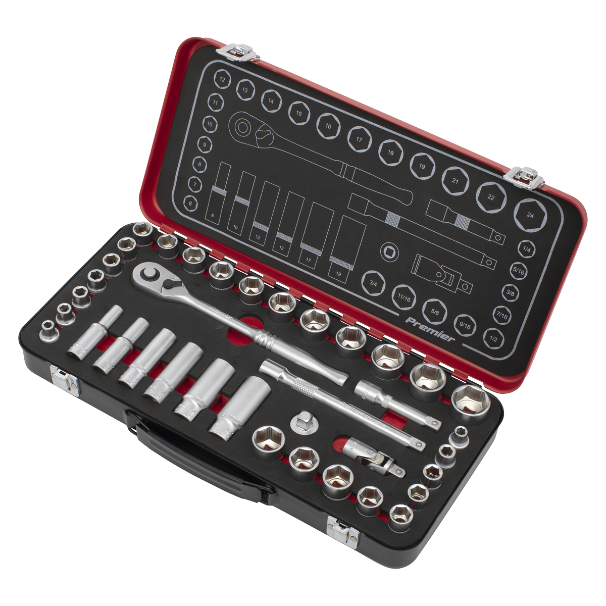 Premier Platinum AK7923 Premier Platinum Metric/Imperial Socket Set 3/8"Sq Drive 37pc