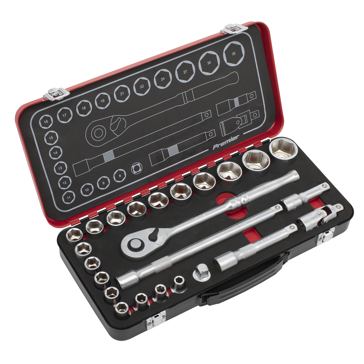Premier Platinum AK7924 Premier Platinum Socket Set 1/2"Sq Drive 24pc