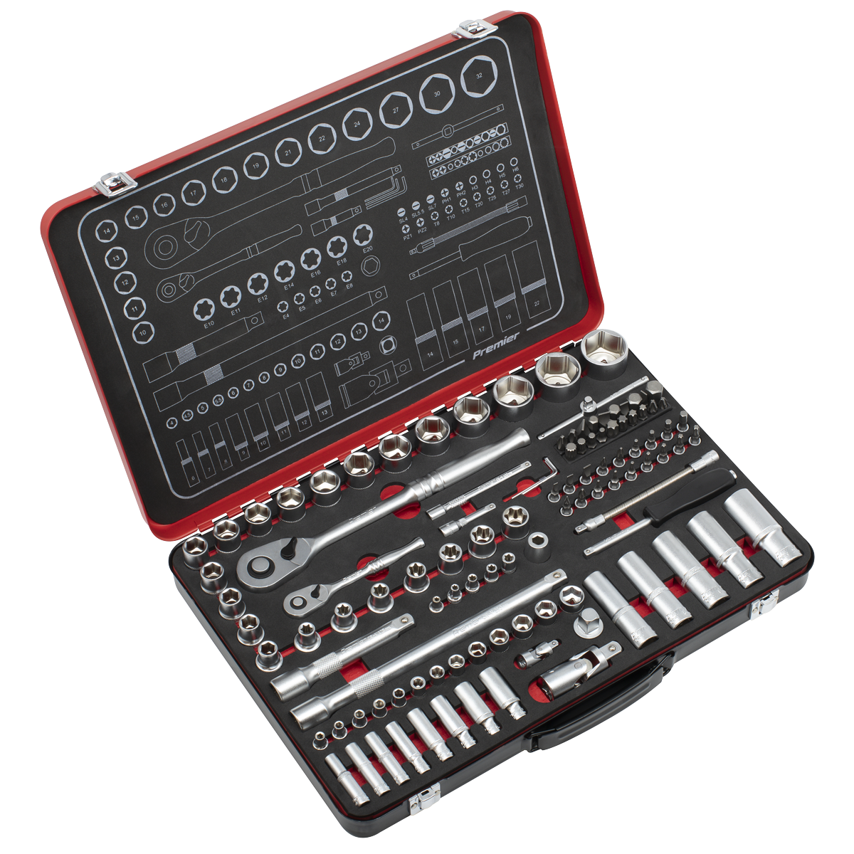 Premier Platinum AK7926 Premier Platinum Socket Set 1/4" & 1/2"Sq Drive 108pc