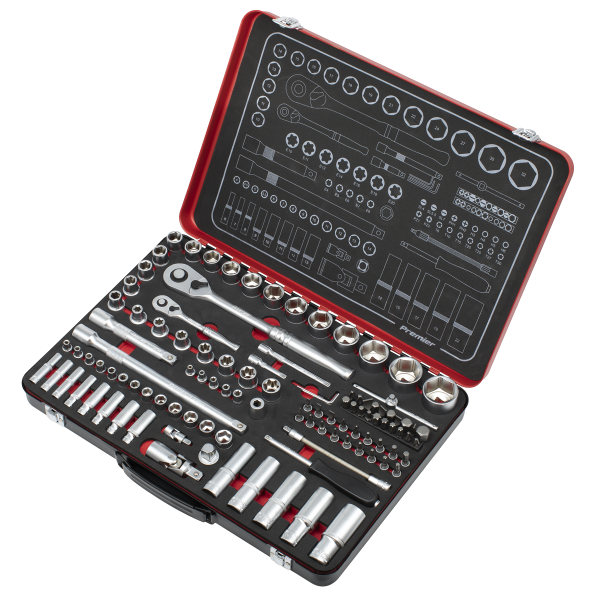 Premier Platinum AK7926 Premier Platinum Socket Set 1/4" & 1/2"Sq Drive 108pc