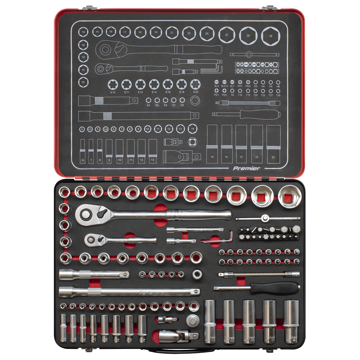 Premier Platinum AK7926 Premier Platinum Socket Set 1/4" & 1/2"Sq Drive 108pc