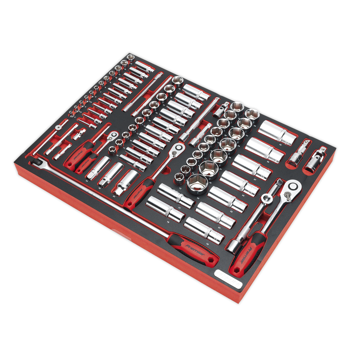 Premier Platinum TBTP02 Premier Platinum Socket Set with Tool Tray 1/4", 3/8" & 1/2"Sq Drive 91pc