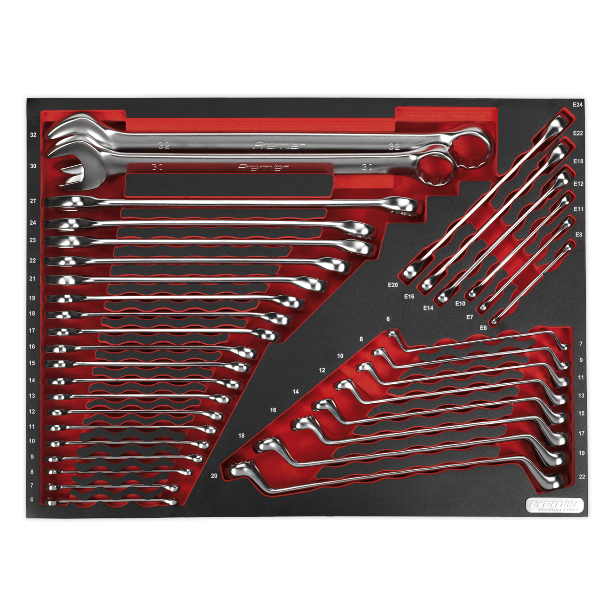 Premier Platinum TBTP03 Premier Platinum Spanner Set with Tool Tray 35pc