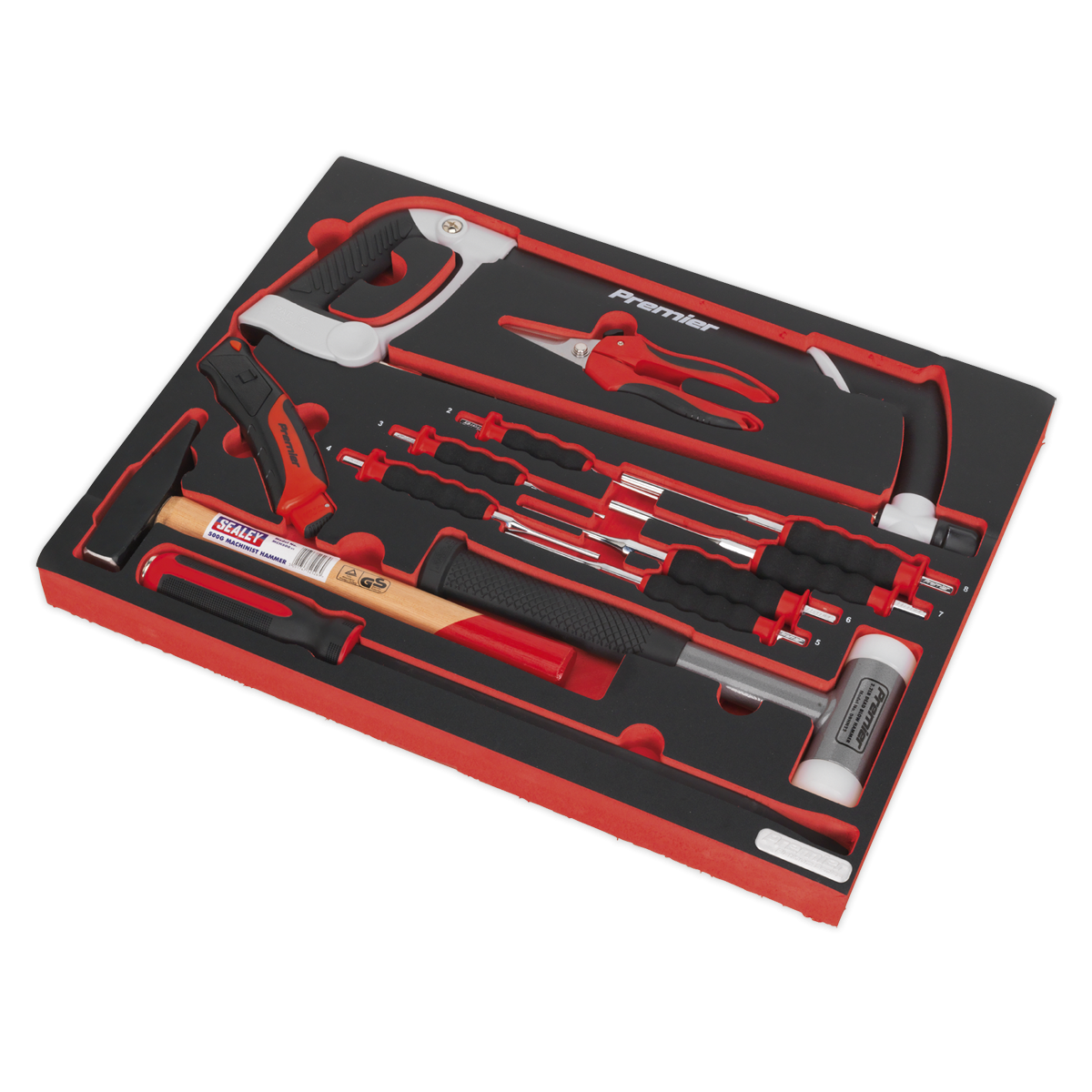 Premier Platinum TBTP06EU Premier Platinum Hacksaw, Hammers & Punch Kit with Tool Tray 13pc
