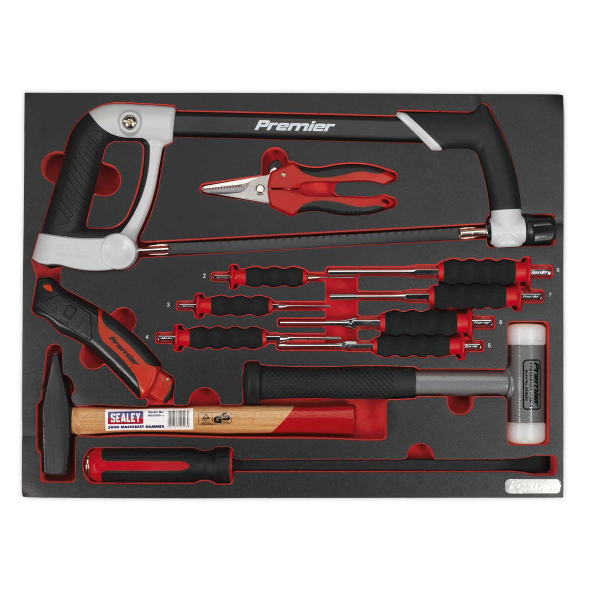 Premier Platinum TBTP06EU Premier Platinum Hacksaw, Hammers & Punch Kit with Tool Tray 13pc
