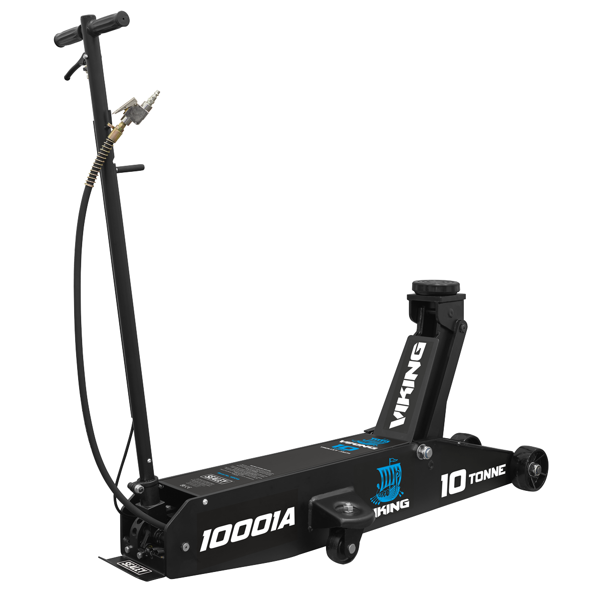 Sealey 10001A Viking Professional Long Reach Air/Manual Operation Trolley Jack with Rocket Lift 10 Tonne
