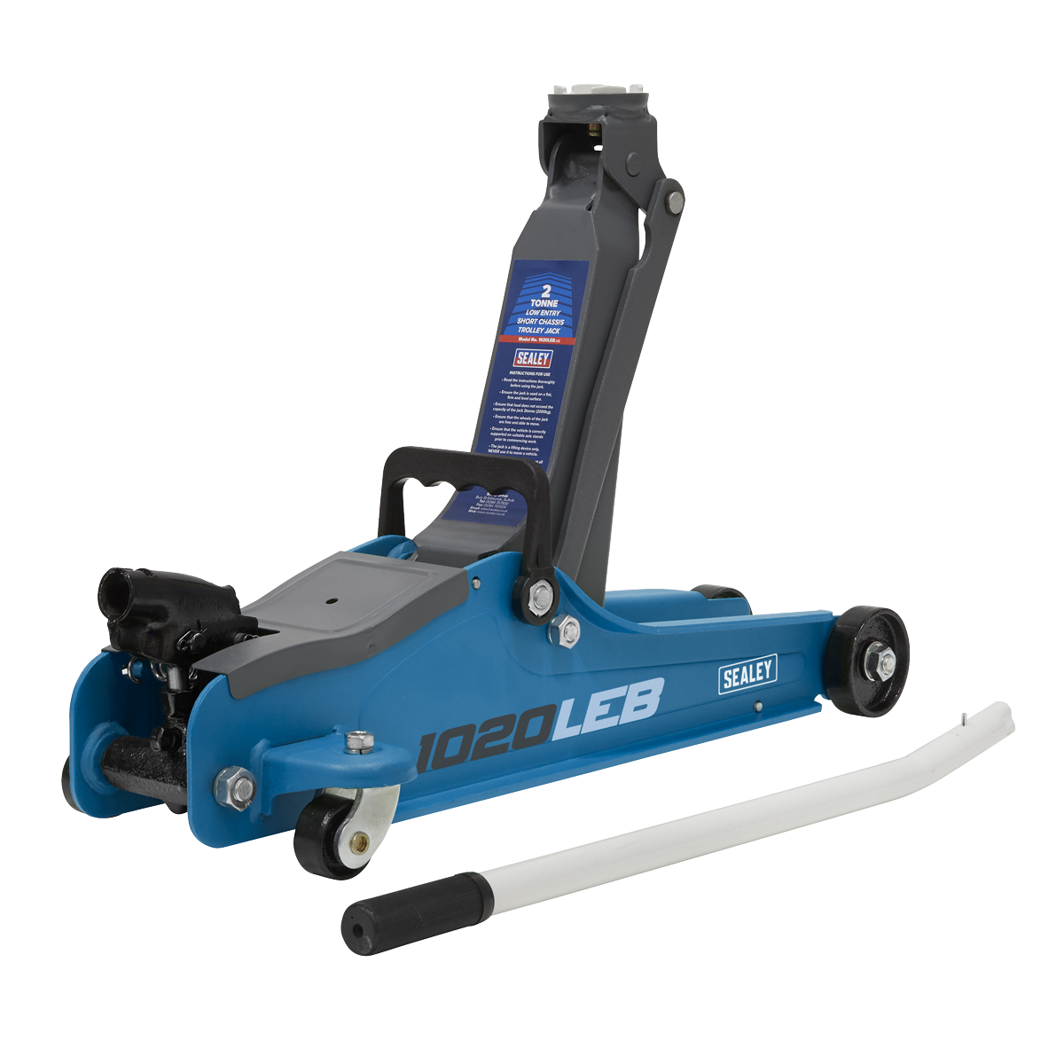 Sealey 1020LEBBAGCOMBO Low Profile Short Chassis Trolley Jack 2 Tonne & Accessories Bag Combo - Blue