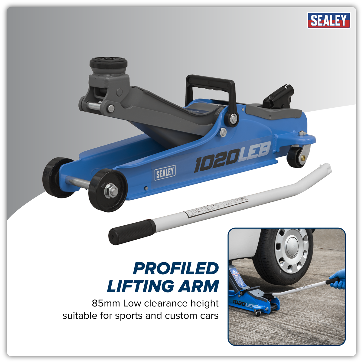 Sealey 1020LEB Low Profile Short Chassis Trolley Jack 2 Tonne - Blue