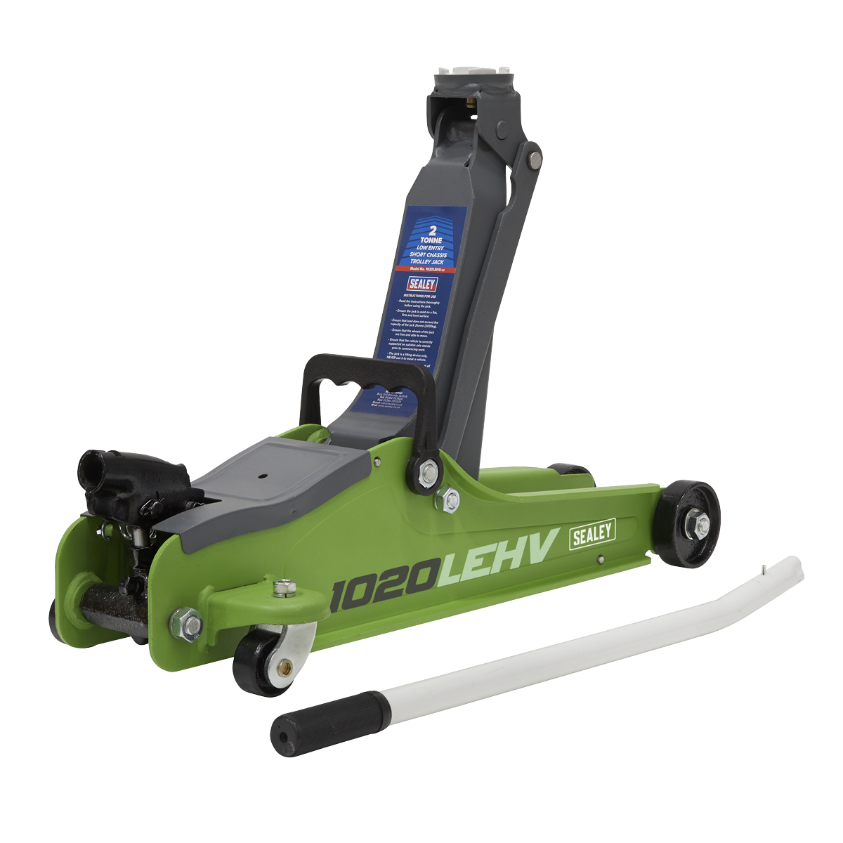 Sealey 1020LEHVBAGCOMBO Low Entry Short Chassis Trolley Jack & Accessories Bag Combo, 2 Tonne - Green