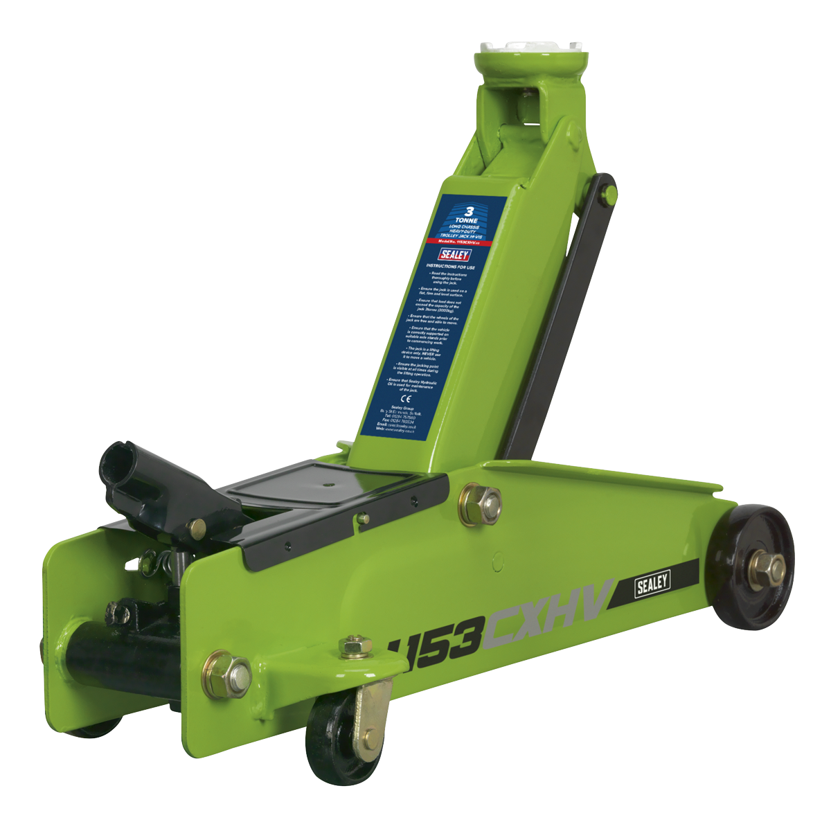 Sealey 1153CXHV Heavy-Duty Long Reach Trolley Jack 3 Tonne - Green