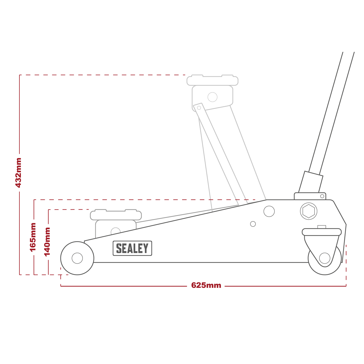 Sealey 1153CXHV Heavy-Duty Long Reach Trolley Jack 3 Tonne - Green