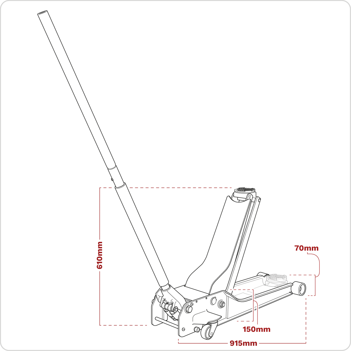 Sealey 1500SLR Low Profile Long Reach Rocket Lift Trolley Jack 1.5 Tonne