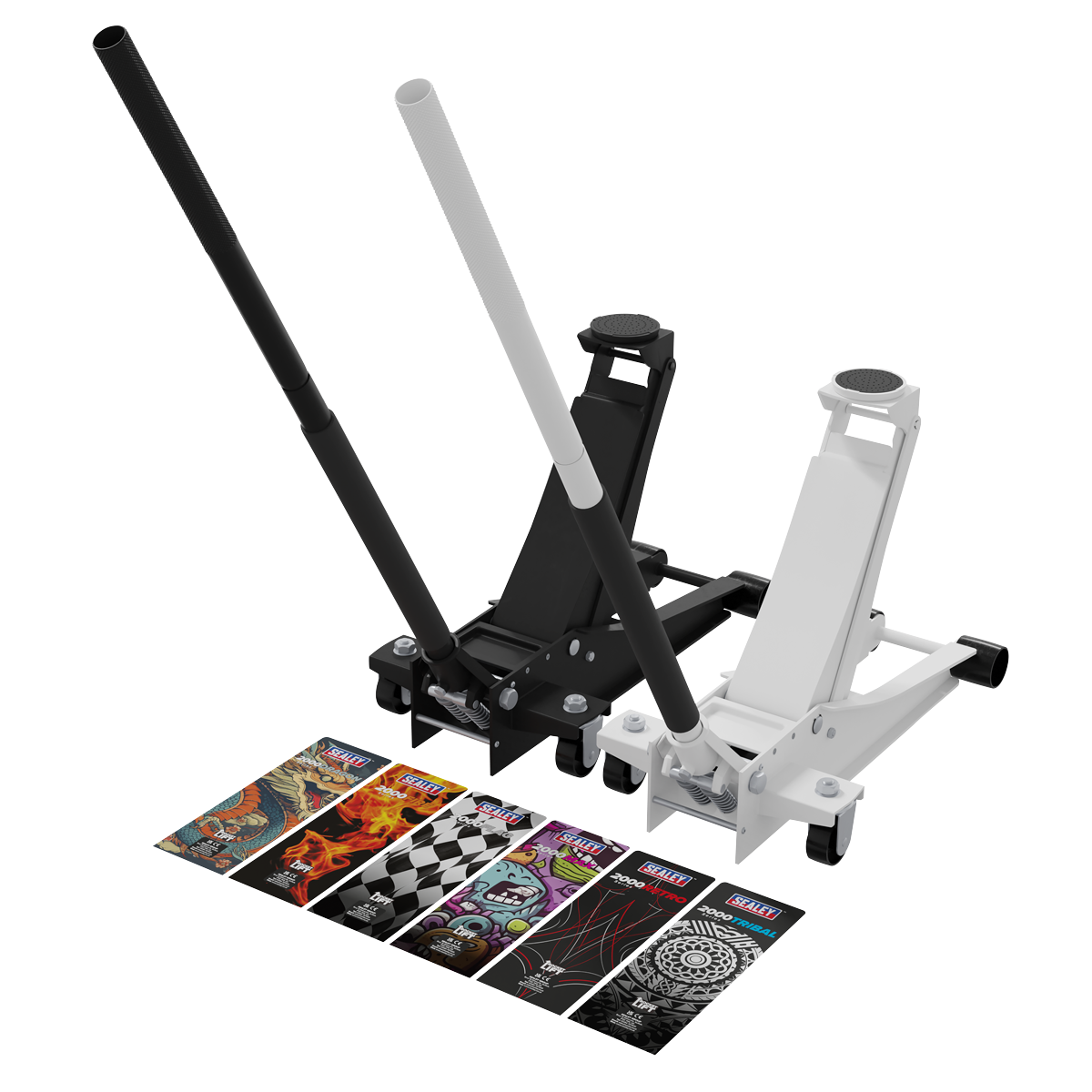 Sealey 2000CB Low Profile Custom Design Trolley Jack with Rocket Lift 2 Tonne - Black