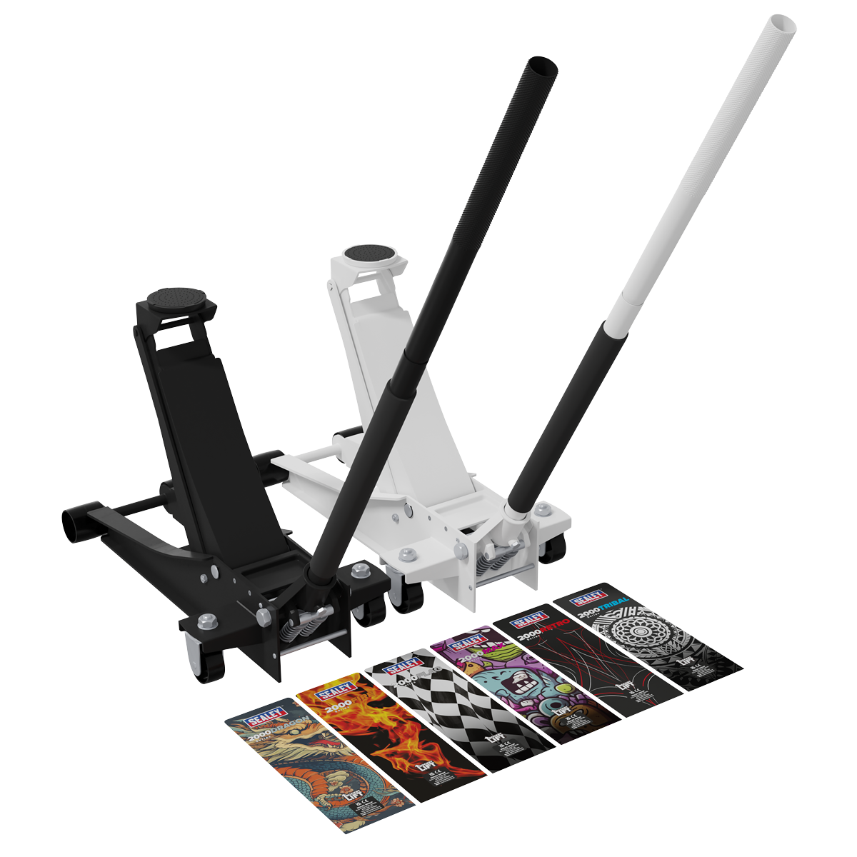 Sealey 2000CB Low Profile Custom Design Trolley Jack with Rocket Lift 2 Tonne - Black