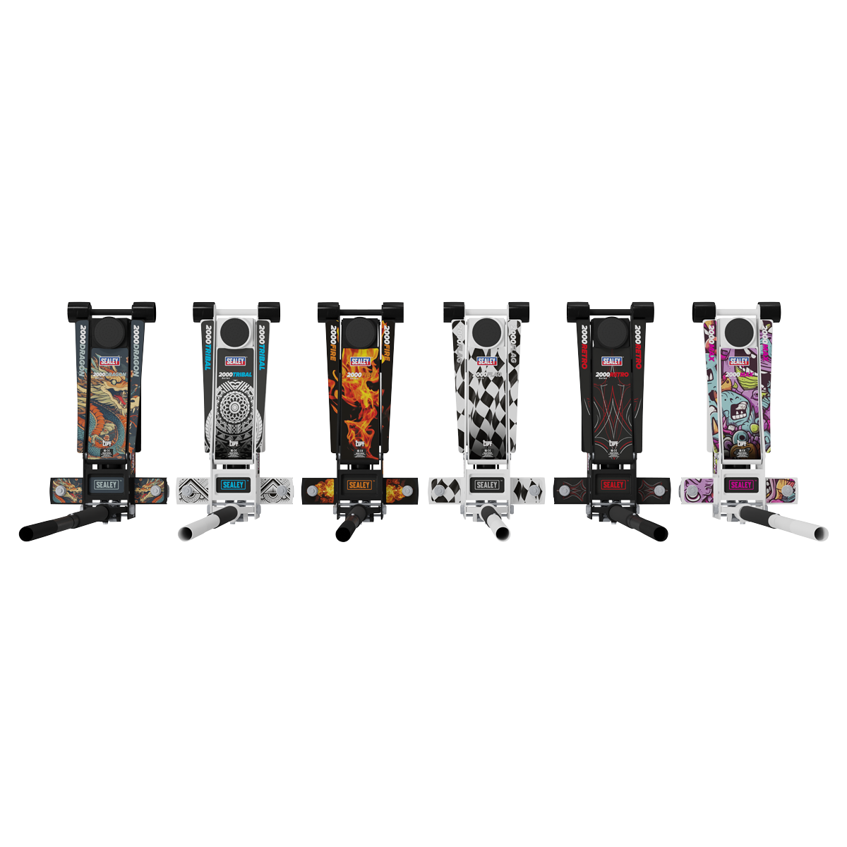 Sealey 2000CB Low Profile Custom Design Trolley Jack with Rocket Lift 2 Tonne - Black