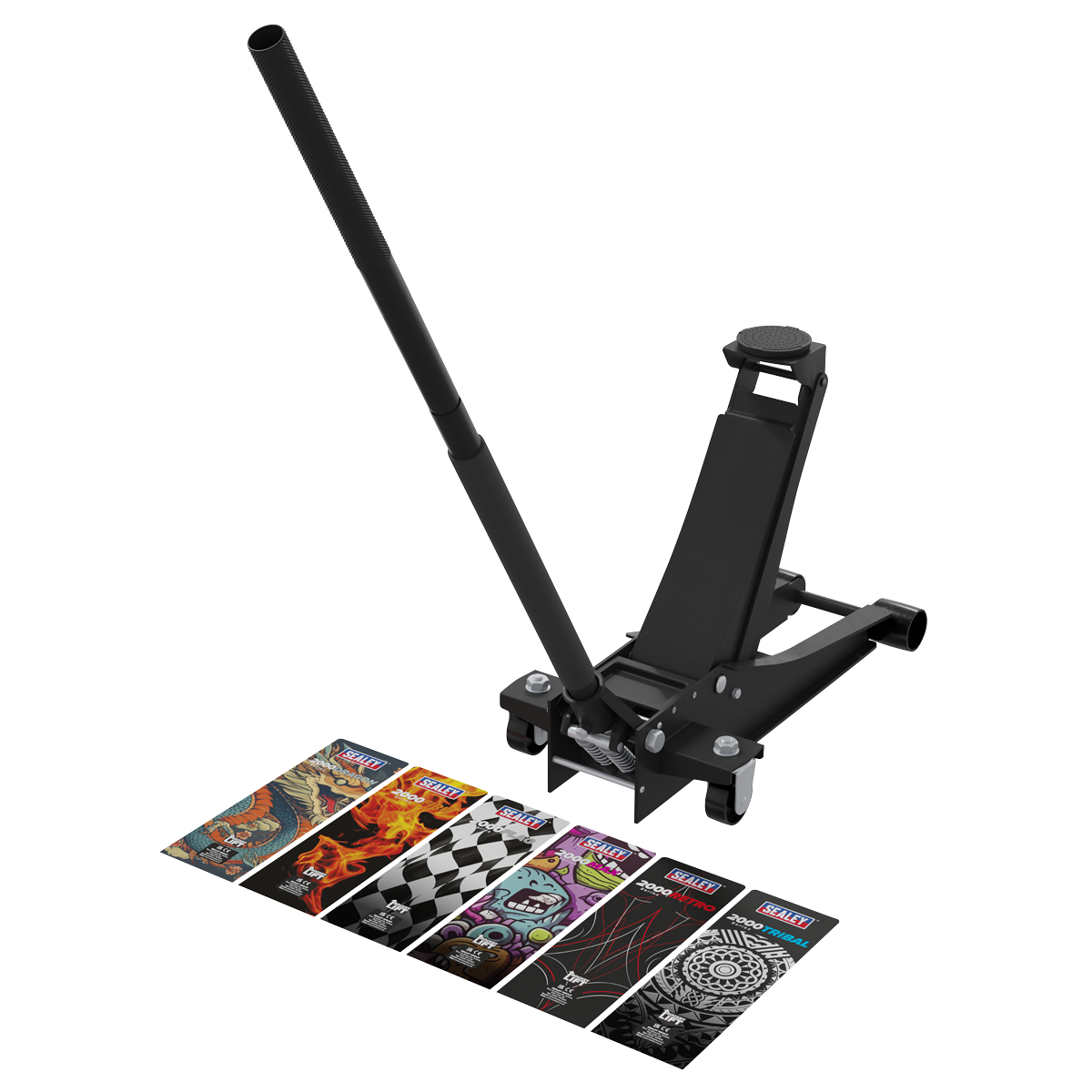 Sealey 2000CB Low Profile Custom Design Trolley Jack with Rocket Lift 2 Tonne - Black